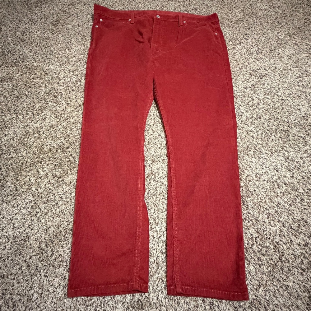 Levis 512 Slim Taper Corduroy Pants Mens 42x30 Red Stretch Waterless 28833-1126